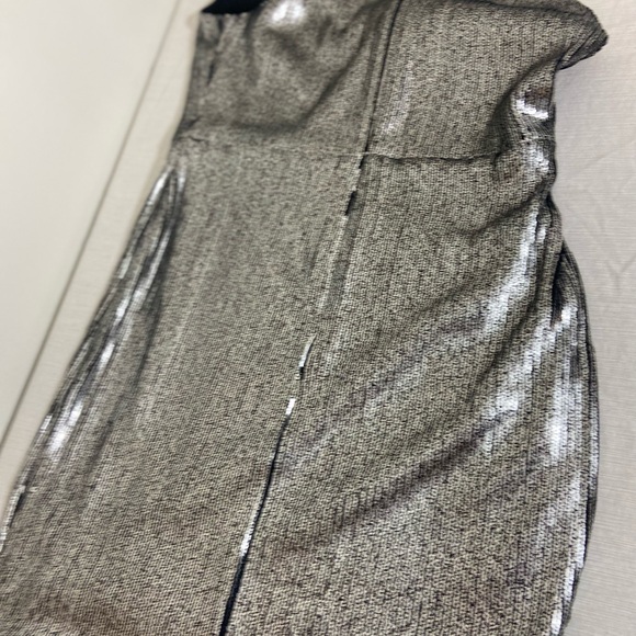 DRESS THE POPULATION Frankie Silver Sequin Fringe Shift Dress szXLG - Picture 10 of 14